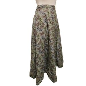 Dex Womens 90s Vintage Skirt Green Floral Maxi Retro Inspired Lace Trim Cottage